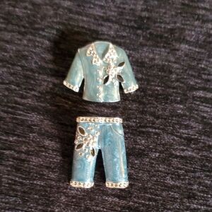 Vinatge LADY REMINGTON Blue Enamel Jacket Pants Brooch Set SIGNED